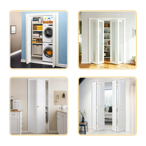 Bifold Closet Door Hardware Kit With 36 Inch Tracks For Two Doors Includes Brackets Pivots And Guide Wheels One Piece Steel Track
