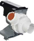 Washer Drain Pump Replacement That Fits A Wide Range Of Front Load Washers Plug And Play Authorized Aftermarket Part OEM 137240800 Black Easy Install Durable And Reliable, side view showing inlet and outlet connections.