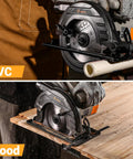 Heavy Duty 1200W Corded Circular Saw Featuring 165 Millimeter 24 Tooth Blade And Blazing 4800 Rpm cutting PVC and wood with precision.