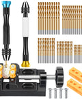 Miniature Pin Vise Hand Drill Set For Jewelry Making 67 Piece Dope Kit with 2 Hand Drills, 50 Twist Drill Bits, Bench Vise