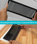 Close-up of magnetic vent covers for floors, walls, ceilings 4x10 inch PVC register covers with strong magnets, easy install.