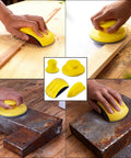 Two Pack 5 Inch Mouse Hand Sanding Block Set With Hook And Loop Grip used on wood and metal surfaces for refinishing