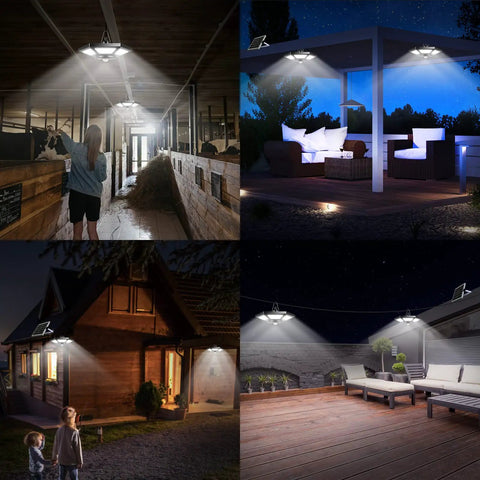 Dual Head Solar Pendant Lights With Motion Sensor For Outdoor And Indoor Use, 180 LED Bright Solar Shed Lighting IP65
