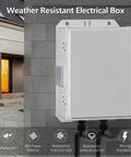 Rugged Outdoor Electrical Junction Box With Waterproof ABS Enclosure mounted on wall, 13 In H By 9.2 In L By 5.6 In W