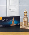 Lighthouse Of Alexandria 3D Puzzle Wooden Model Kit, Totally Epic Historic Wonder Replica, 12.2 Inch Tall Brown Craft, Engaging Mechanical Build For STEM Lovers And History Buffs. wooden lighthouse model kit with box