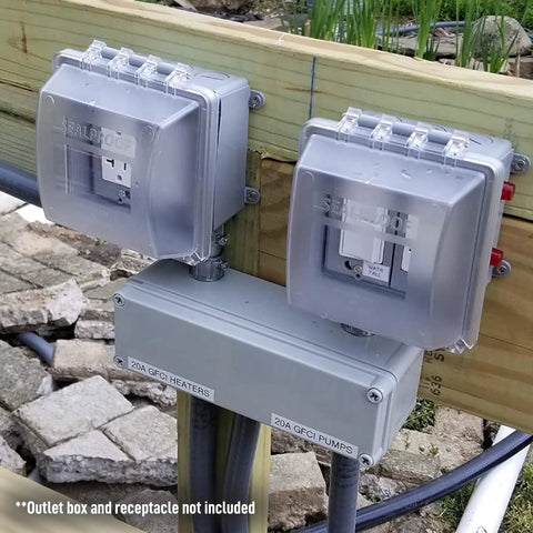 Two Gang Weatherproof In Use Outlet Cover For Outdoor Plugs And Receptacles, Lockable, UL Extra Duty Compliant installed