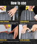 Steps to use Heavy Duty Universal Tire Plug Kit With 33Pcs Puncture Repair Tools for tubeless tire repair