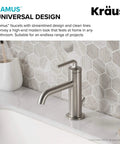 Ramus Single Handle Bathroom Sink Faucet With Lift Rod Drain In Spot Free Stainless Steel installed on a modern vanity sink