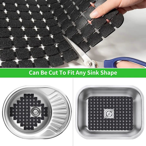 Two Pack Extra Large PVC Sink Mats Measuring 15.7 By 11.8 Inches For Stainless Steel And Porcelain Sinks Quick Dry Dish Drying Mats No Slip Grippy Protective Kitchen Sink Mat Set Black