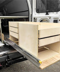 Heavy Duty Full Extension Drawer Slides Built Like A Tank With Secure Lock And Smooth Ball Bearings Handle 485 Pounds No Sweat Just Easy Glide Tracks Ideal For Rv Cabinets Or Work Benches Pair showing mounted in a van.