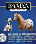 All-In-One Horse And Pet Grooming Spray For Horses, Dogs And Cats Daily Skin, Coat, And Hoof Care Alcohol-Free Non-Staining No Odor Made In USA 8 oz with horse and dog image