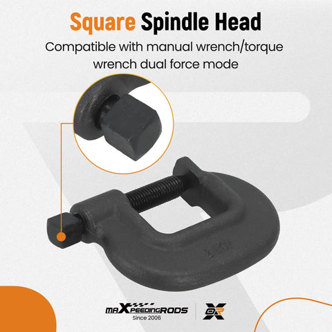 Heavy Duty C Clamp 2-5/16 Inch Opening, 1-7/8 Inch Throat, 3/4-10 Inch Screw, Clamping Force Up To 12,500 Pounds, Machined Hardened Steel With Black Oxide Finish, Perfect For Auto Repair, Metalworking, And Workshop Projects, square spindle head