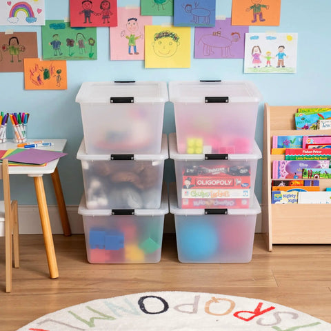 Six Pack Translucent Storage Bins With Heavy Duty Latching Lids That Stack Up Tight For Closets Offices And Craft Rooms Keep Your Stuff Legit Organized