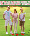 Group holding Left Hand 36 Inch Plastic Golf Chipping Club Set With Oversized Head For Home Backyard Bucket Game Indoor Outdoor Training