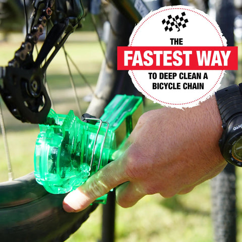 User cleaning bike chain using Pro Grade Bicycle Chain Cleaner Tool For Road Mountain Gravel And E Bikes Fast 60 Second Chain Cleaning System