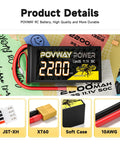 3S 2200mAh 11.1V Lipo Battery Pack With 50C Discharge And XT60 Plug, Shorty Form Factor, Soft Case details