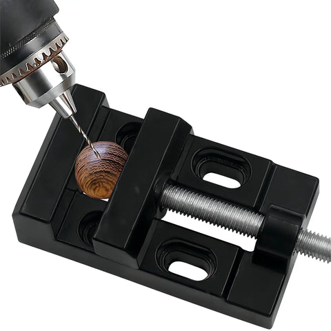 Mini Bench Vise Clamp with Aluminum Alloy Construction for pro grade precision drilling on wooden sphere