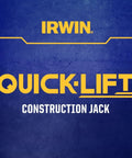 Quick-Lift Construction Jacks logo with blue background and yellow text featuring brand name Irwin.