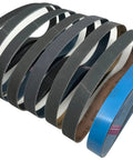 1x30 Sanding Belts 24 Pack Pro Grind Game Changer Set With Premium Silicon Carbide And Aluminum Oxide Abrasives Featuring Grits 80 To 2000 stacked for knife sharpening