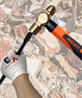 Worker using Beryllium Copper Ball Pein Hammer from 36 Piece Non Sparking Tool Set For Pro Grade Jobs in construction site