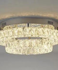 Crystal Flush Mount Light Fixture, 17-Inch Dimmable LED Chandelier For Bedroom, Living Room, Dining Room, Modern Industrial Ceiling Light, Dope Crystal Glow, 3000K Warm White, ETL Listed