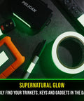 Glow In The Dark Tape That Lights Up Your Night All Night Long 15 Ft Long Rechargeable Reflective Glow Tape glowing on gadgets