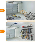 Wall Mounted Bike Storage Rack With Shelf, 6 Bike Hangers For Garage, Space Saving Wall Mount Holds Up To 600 Lbs, Includes Two Storage Shelves For Helmets And Gear
