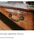 Antique brass drawer pull with floral design on wooden cabinet, focus keyword - Six Pack Antique Brass Drawer Pulls With Four And Three Quarters Inch Hole Centers For Kitchen Cabinets Dressers And Bathrooms Decorative Vintage Metal Cabinet Handles Bundle
