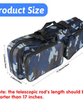 17 Inch Fishing Tackle Carrier Bag With Two Front Pockets Travel Large Capacity Rod Case for Telescopic Rods, blue camo design