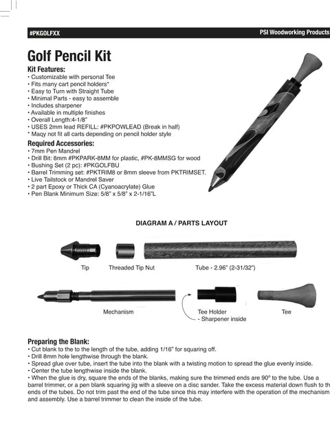 Fresh Durable Woodturning Pen Hardware And Bushing Kit For Golf Click Pencils Including Four Complete Project Sets Crafted On Your Lathe For Sick Custom Creations
