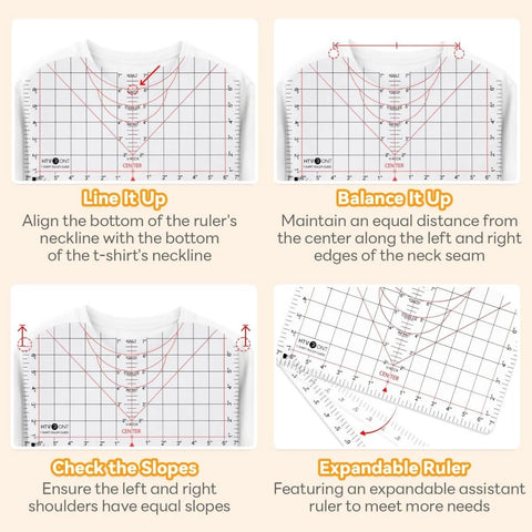 Extra Large 14x8 T Shirt Ruler For Vinyl Alignment, Transparent PVC Centering Guide For Heat Press And HTV Vinyl, all-in-one tool.