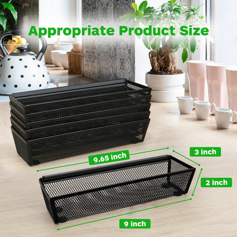 Slick Six Pack Silverware And Utensil Drawer Organizer With Non Slip Feet, Interlocking Kitchen Flatware Holder With Size Dimensions