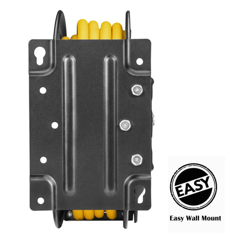 Wall mount view of Retractable Air Hose Reel With Fifty-Foot Hybrid Polymer Hose, Heavy-Duty Steel Frame, Easy Mount Design
