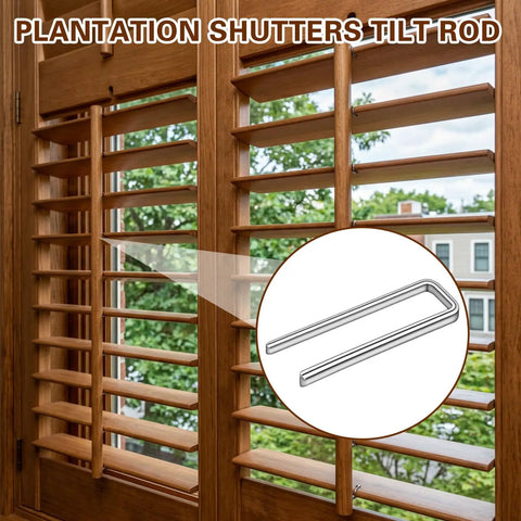 160 Piece Silver Plantation Shutter Repair Kit with Sturdy Louver Pins showing tilt rod on plantation shutters.