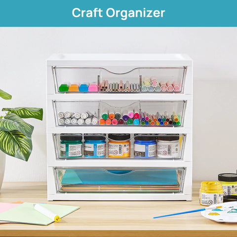 Slick Clear Desktop Organizer With Four Tier Pull Out Drawers And Built In Dividers Keep Your Boss Level Workspace Clean And Ready To Grind For Any Office Supplies Or Stationery Storage Setup