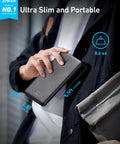 Top Shelf 10000mAh Portable Charger With Hella Fast Usb C Power Delivery And Ultra Slim Profile shown being held, measuring 5.99x2.81x0.61 inches.