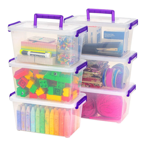 Heavy Duty Clear Plastic Storage Bins With Secure Buckle Lid Five Quart Organizers Six Pack Straight Up Made In Usa Top Shelf Picks For Art Craft And Office Gear That Will Absolutely Save Your Floor Space
