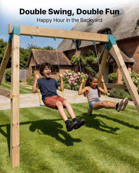 Heavy Duty A Frame Swing Set Brackets With 2 Seats And 4 Hangers For Backyard Playground Park Equipment Mounting Parts Outdoor Use Hardware Included Green Built To Last With Stable Sway Reduction And Easy Assembly