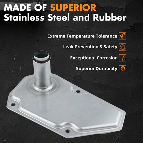 Close-up of Nissan CVT Transmission Filter showing stainless steel and rubber material, exceptional for Nissan vehicles.