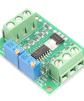No-Nonsense Voltage To Current Converter Module 0 To 24V To 4 To 20mA Signal Output for PLC Debugging, top view showing connectors and components
