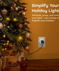 Smart Plug Duo 2 Pack with 2.4GHz WiFi Fire Resistant Schedule and Timer No Hub Needed Works next to decorated Christmas tree