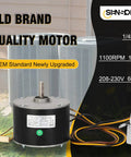 Upgraded Condenser Fan Motor 1/4 HP 1100 RPM 208 230V CW CCW with metal capacitor in front of HVAC units