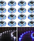 Solar Driveway Lights 16 Pack With Dual Color Modes Blue Light Or Cool White for pathway and deck