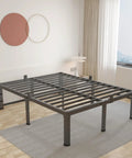 Heavy Duty King Bed Frame Built Like A Tank With 3500 Pound Capacity, featuring a sturdy steel slat design in modern bedroom.
