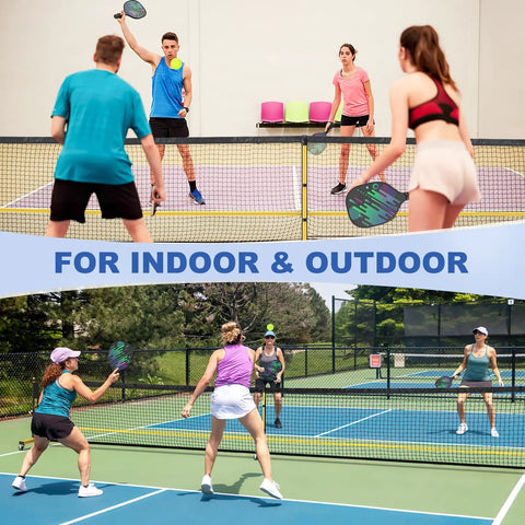 All In One Pickleball Net Set On Wheels For Driveway Or Backyard With 22 Foot Regular Size Includes 4 Paddles 6 Balls 12 Court Markers And A Durable Carry Bag For Indoor Outdoor Play