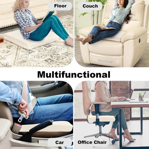 Recliner Seat Cushion No Pressure On Thighs Plush Foam Pad For Elderly Large 20x20 Inch Chair Pad on floor, couch, car, and office chair.