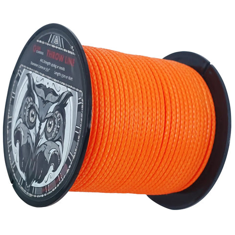 GM Climbing Throw Line 2.2mm 180ft Orange UHMWPE Cord, 1000lb Strength for Tree Climbing, Arborist Utility Rope on spool