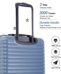 Hard Shell Carry On Luggage 20 Inch with spinner wheels close-up on telescopic handle, showcasing durability and ABS material