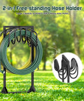 Heavy Duty Garden Hose Holder For Two 151 Foot Hoses With Stable Freestanding Base Rustproof Metal Hose Stand For Outdoor Yard Lawn And Farm Keeps Hoses Neat No Fuss And Ready To Use