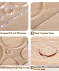 Pro Grade Router Templates for Woodworking Kit With Circle Inlay Templates and Decorative Jig 13 In 1 Acrylic Templates, Clear Laser Cut Acrylic, 10 By 7.8 Inches, One Quarter Inch Thick showing various template sizes and clear engravings on wood surface